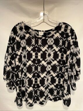 Modern Patterned Black & White Women's Top Peyton Jensen Size Large
